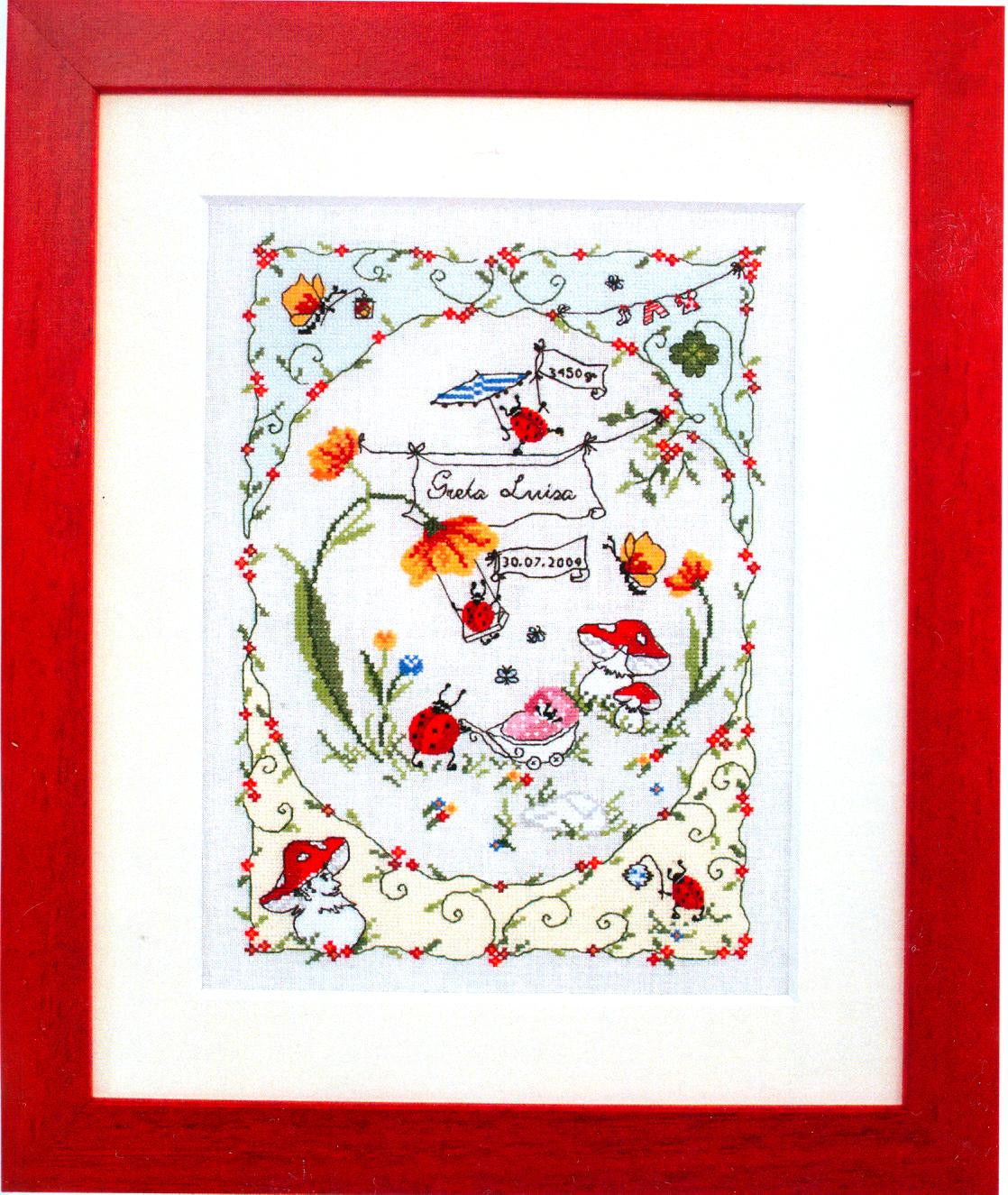 Lotti Ladybug Birth Sampler Lotti Ladybug Birth Sampler