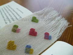 Colored Hearts Bookmark - Petit Point