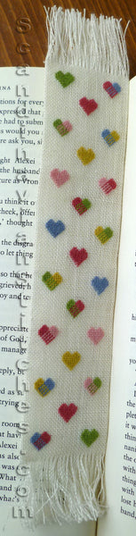 Colored Hearts Bookmark - Petit Point