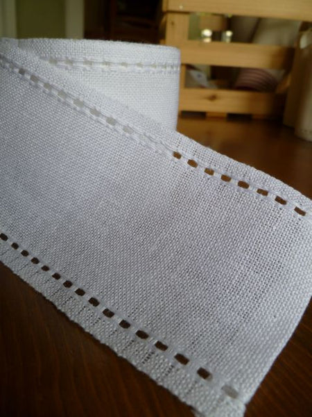 White Banding with Pulled Thread Edges